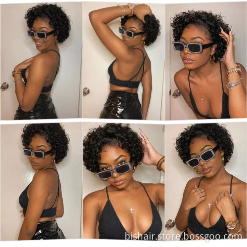 Short Bob Water Cruly Pixie Cut Wig For Women Loose Deep Wave Cheap Full Machine Made Wigs Brazilian Human Remy Hair Wigs